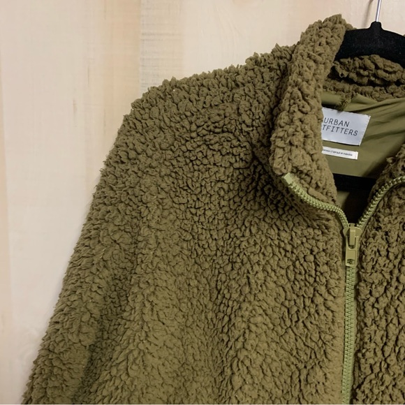 Urban Outfitters Green Sherpa Jacket Size Small - Picture 7 of 7